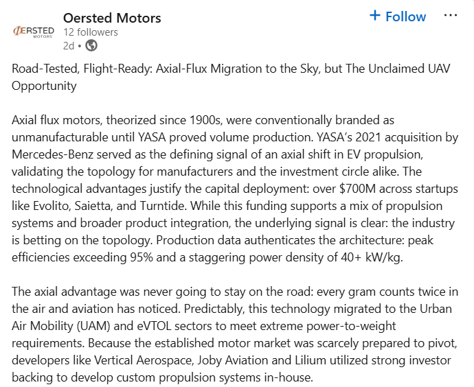 Oersted Motors LinkedIn Post 2